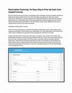 Receivables Factoring: An Easy Way To Free Up Cash From Unpaid Invoices
