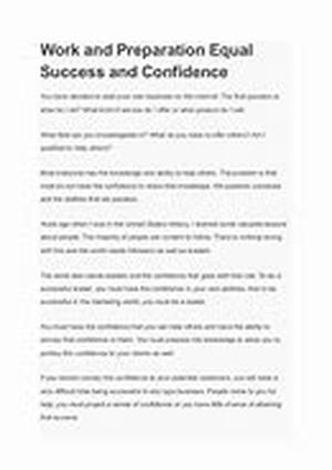 Work and Preparation Equal Success and Confidence