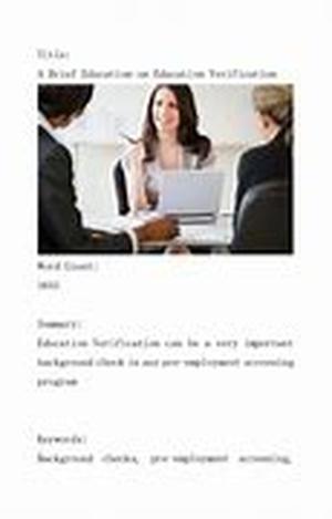 A Brief Education on Education Verification