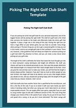Picking A Golf Club With A Good Swing Weight